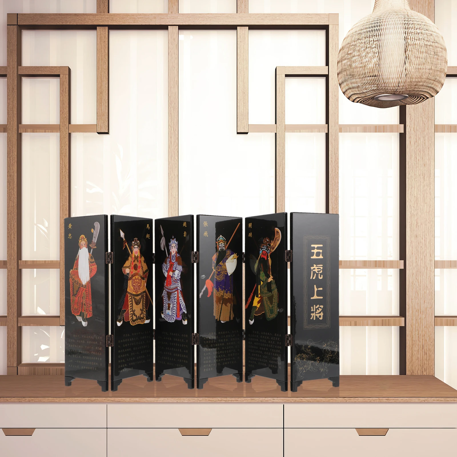 

Wooden Screen Decor Mini Vintage Home nament Folding Panel Divider Chinese Style Art Craft Desktop Model Figure Small Trinket