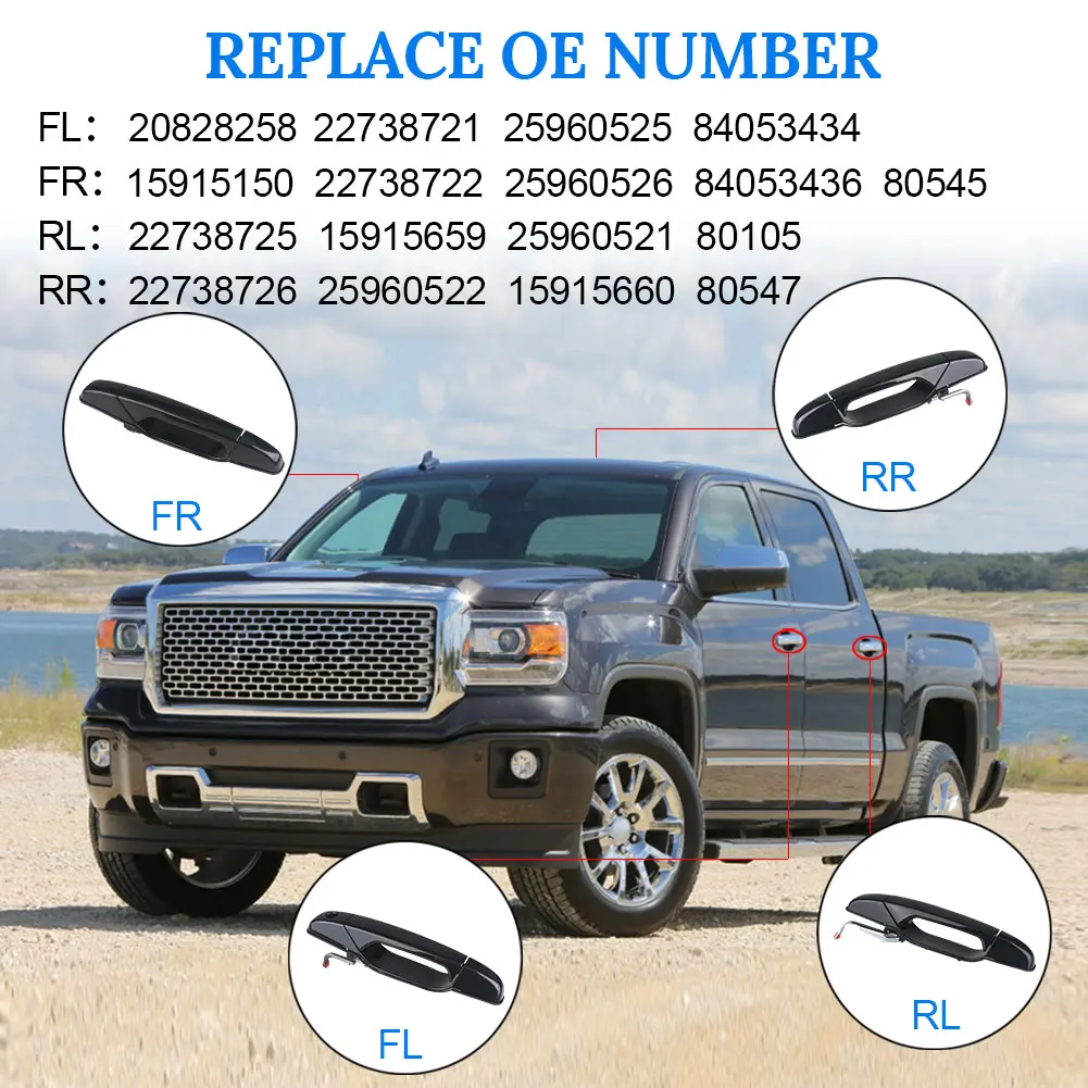 Outside Exterior Door Handle For Chevy Silverado Tahoe Suburban GMC Sierra Yukon Cadillac Escalade Front Rear Left Right