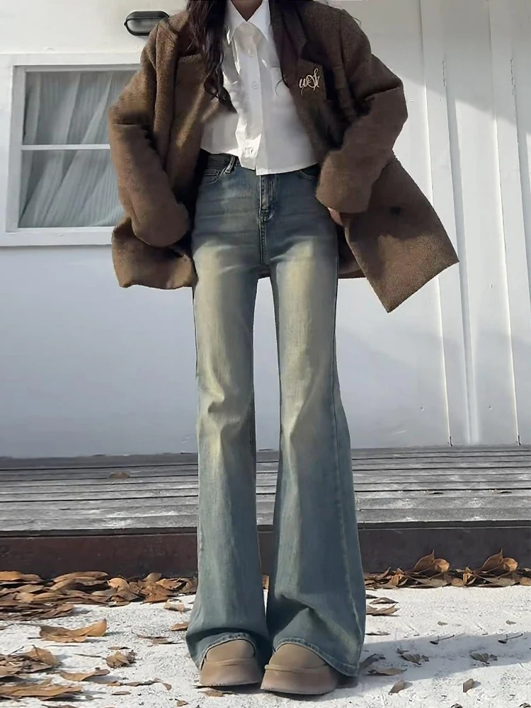 

Джинсы Cleanfit Vintage Blue Fce с подкладкой, удлиненные, для высоких мужчин, прямые, расклешенные, повседневные, в стиле High Street