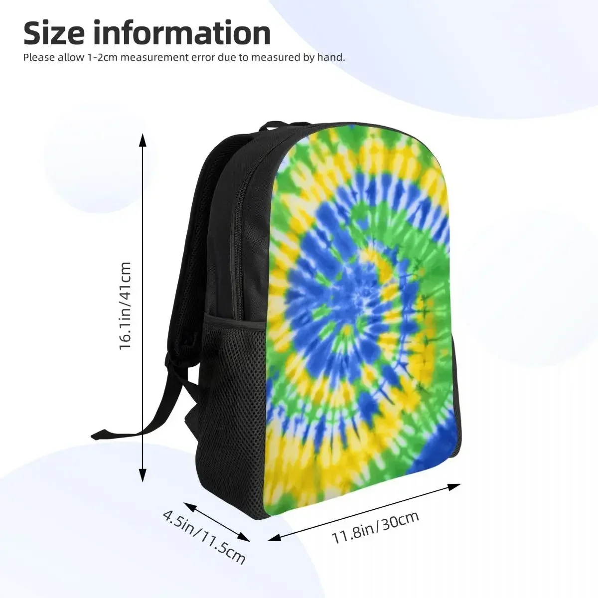 Custom Tie Dye Blue Green And Yellow Travel Backpack Men Women School Computer Bookbag Dyeing Art College Student Daypack Bags