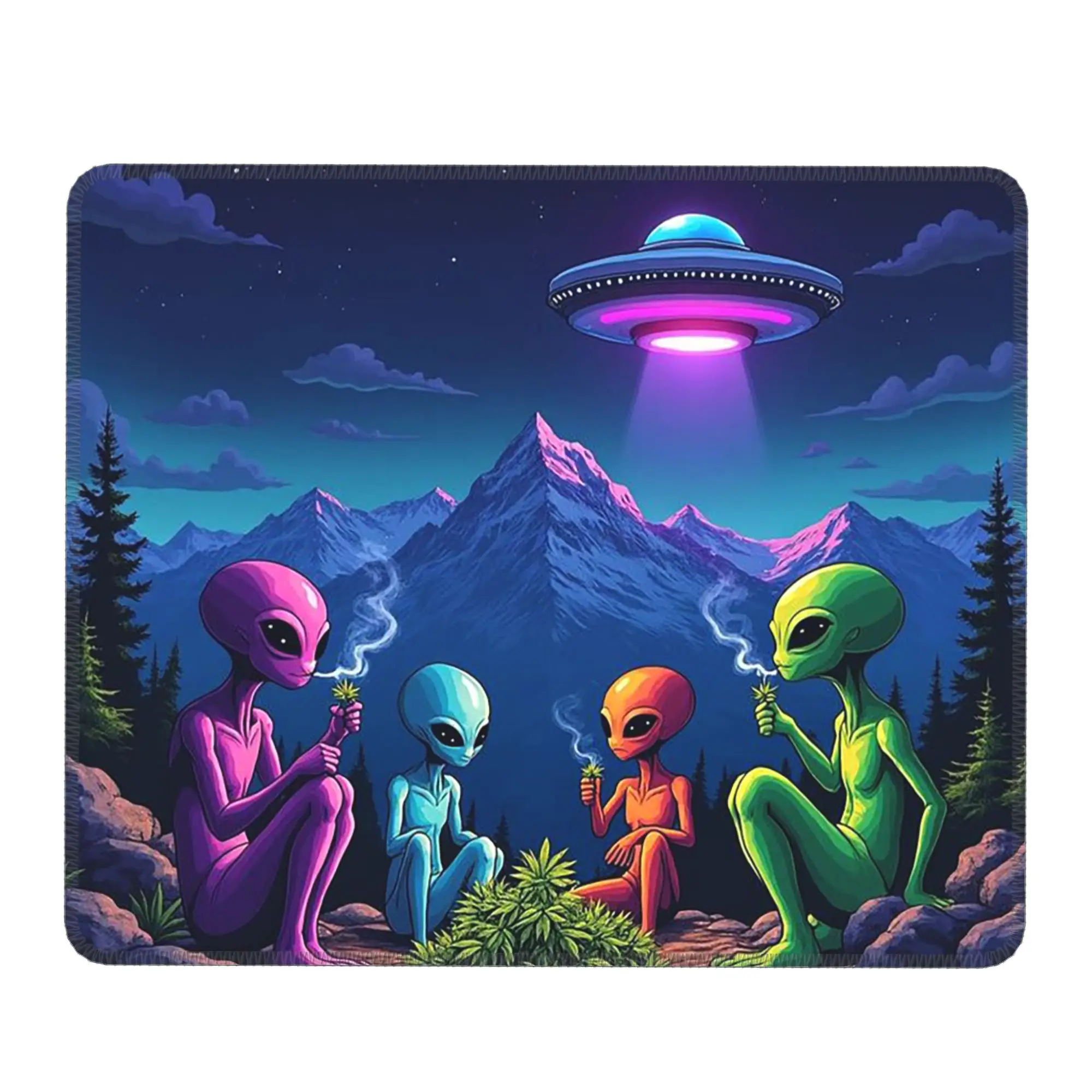 Fantasy UFO And Alien Landscape Mouse Pad Computer Keyboard Mouse Mat Gaming PC Laptop Desk Mat Office Table Mats