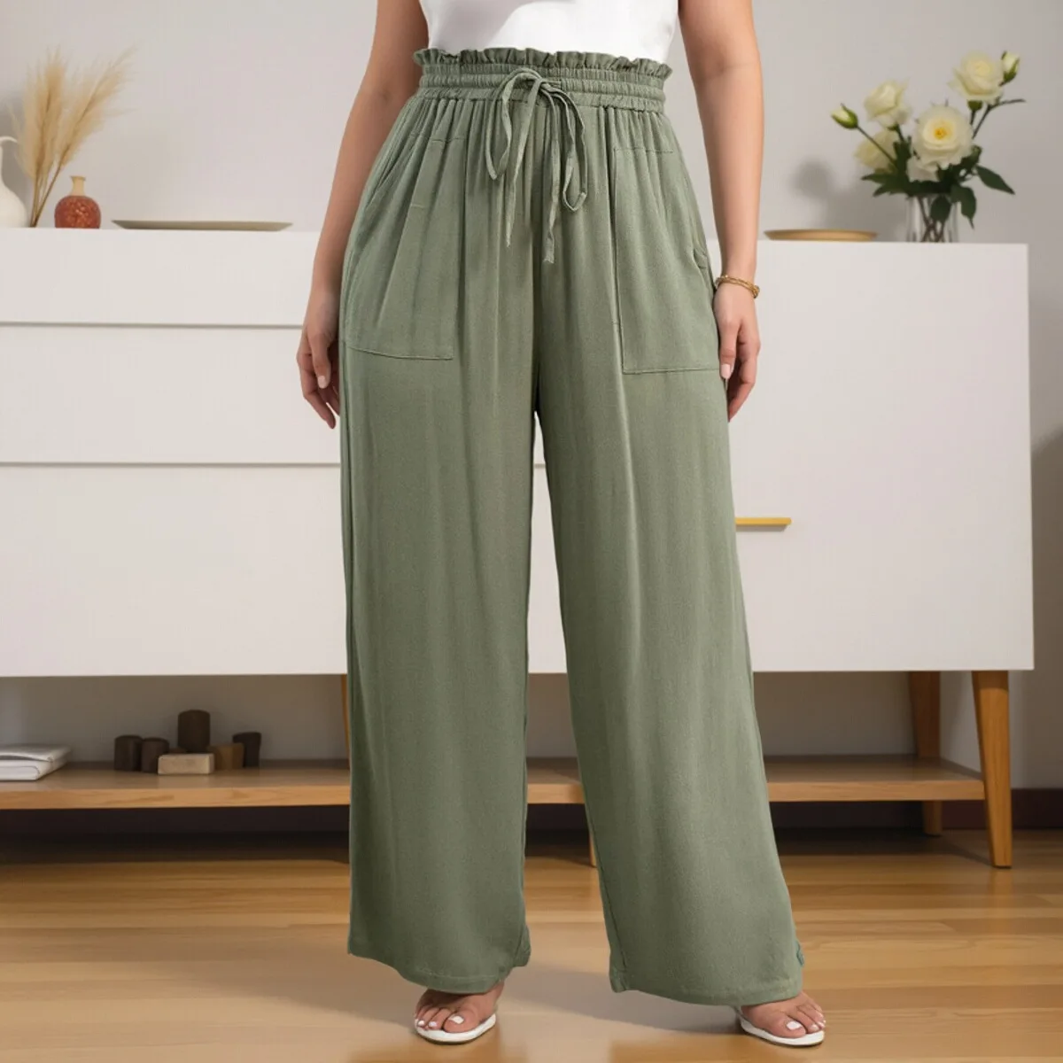 

Large Size Women's Casual Pants Elastic Waist Straps Comfortable Fit Autumn Faion plus Size Women's Trousers
