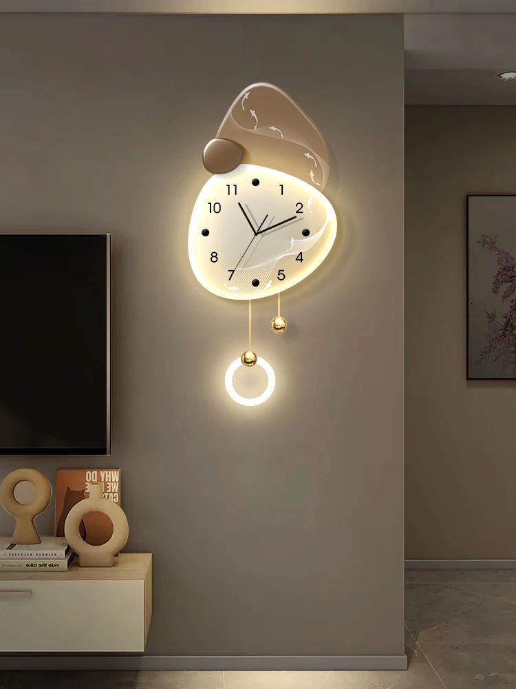 

Living room wall clock grille background wall creative decoration hangingamp painting dining room