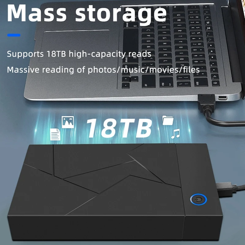 3.5 Inch HDD Enclosure USB 3.0 to SATA Hard Drive Case SSD Enclosure External Solid State Hard Drive Disk Box-EU Plug-A69M