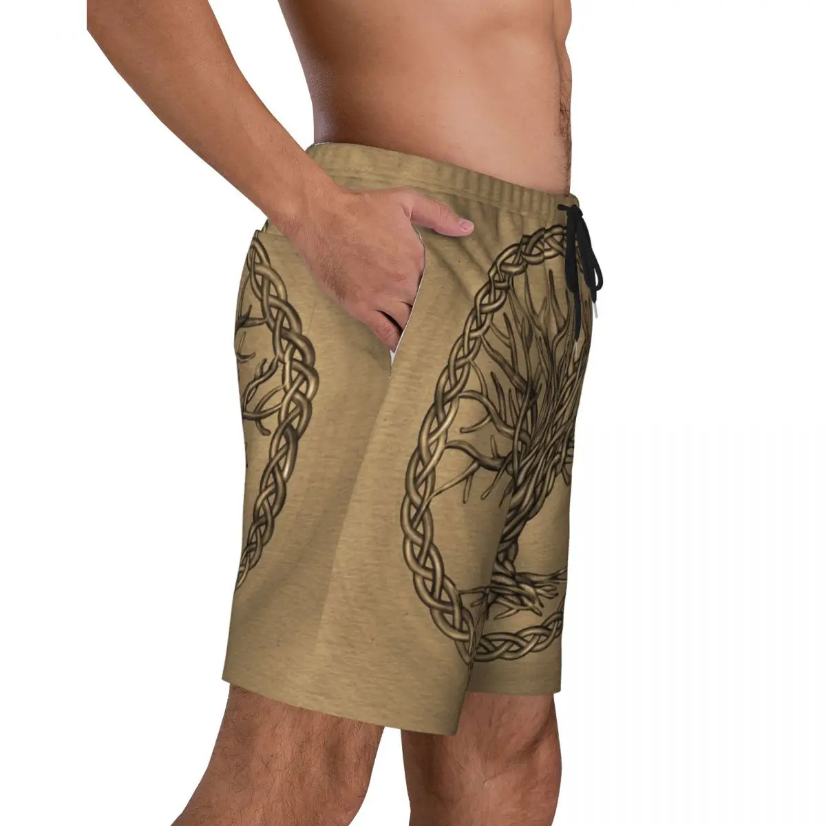 Tree Of Life Sepia Board Shorts Mens Fashion Beach Shorts Briefs Vikings Yggdrasil Quick Dry Swimming Trunks