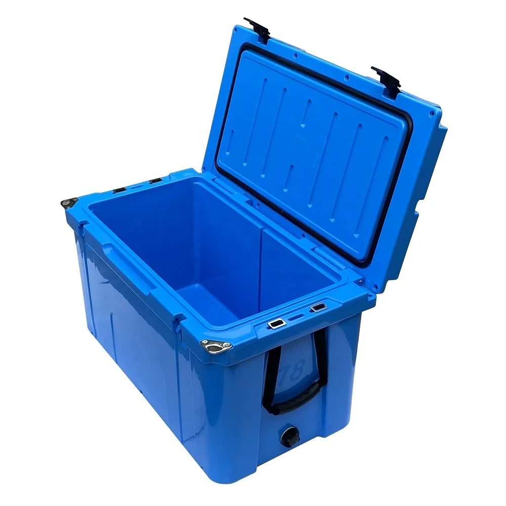 White 80L Rotomolded Waterproof Transport Storage Box Heavy Duty Plastic Food Container Custom PE Insulated Lunch Letter Logo