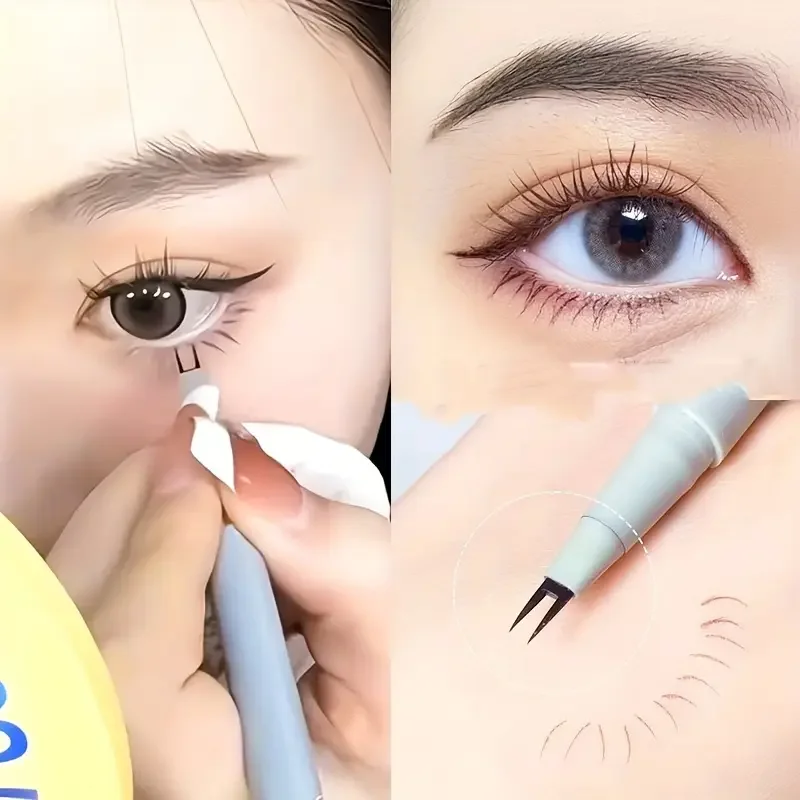 Eyeliner liquide à double griffe de 0.01mm, crayon à sourcils ultra-fin, polyvalent pour débutants, noir et marron, coréen