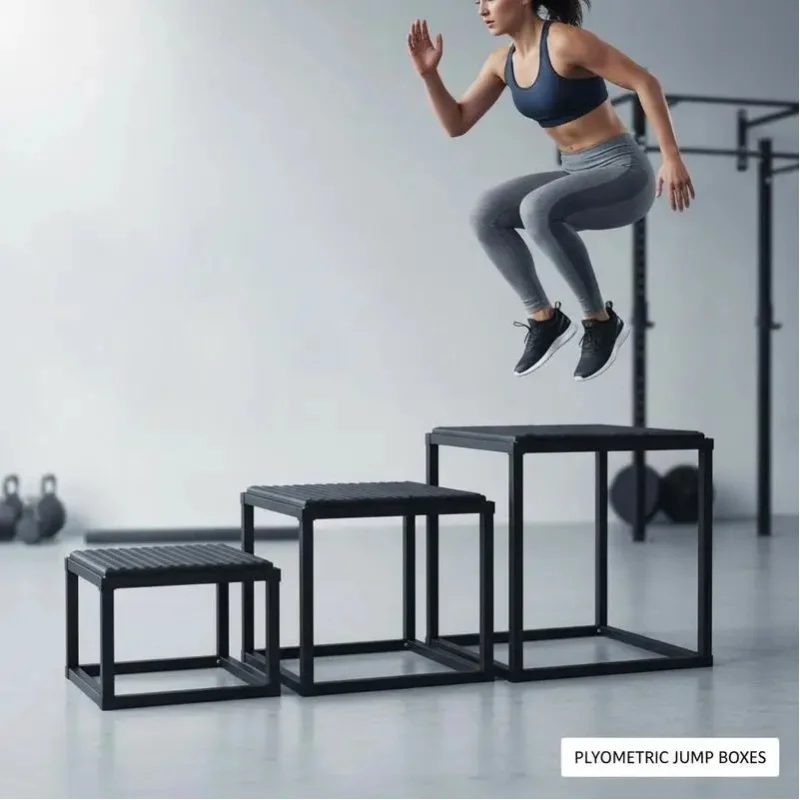 3-teiliges Plyometrisches Sprungboxen-Set, 305/458/609 mm, schwarz, rutschfestes Fitness-Übungs-Steppbox-Set für Heimfitness-Training, Konditionierung und Krafttraining, tragbares Sprungtrainingsgerät