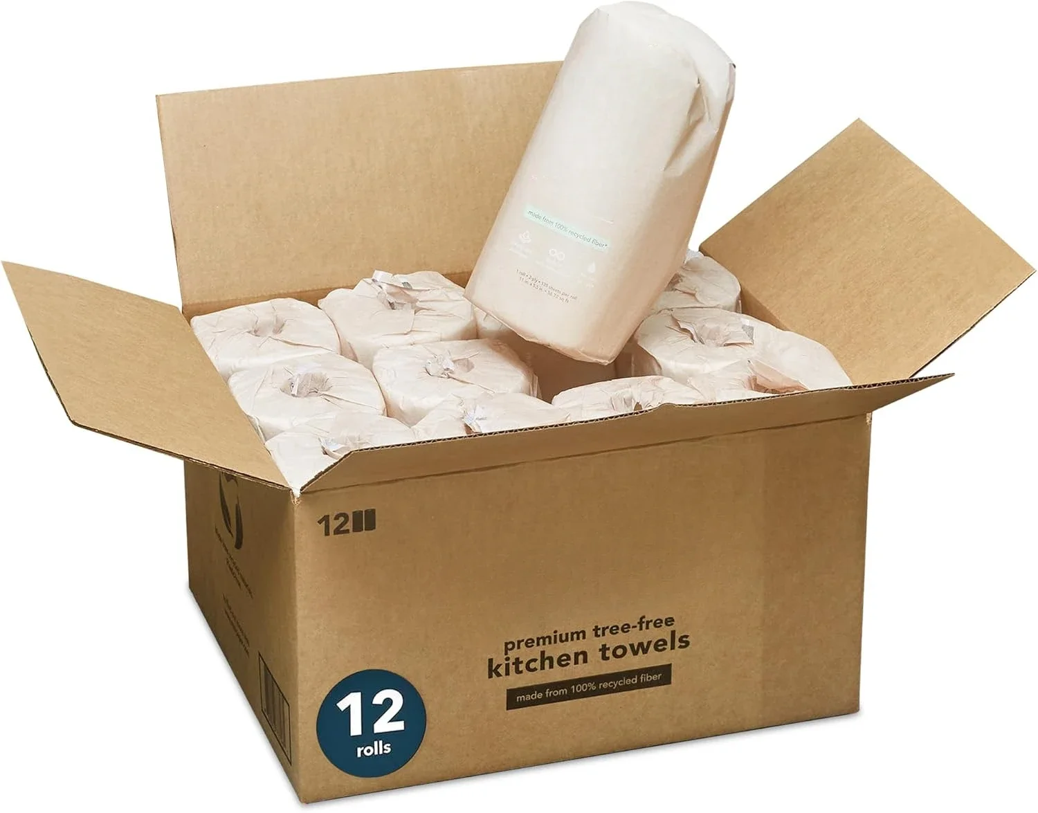 Reel Premium Recycled Paper Towels- 12 Rolls, 2-Ply Made From Tree-Free, 100% Recycled Paper - Eco-Friendly, Hypoallergenic