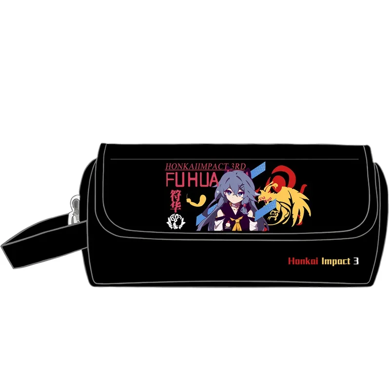 Anime honkai impact 3 Rita Bronya Seele Valencia ecc. semplice 20x10x6.5cm nero flip canvas storage cancelleria penna borsa regalo