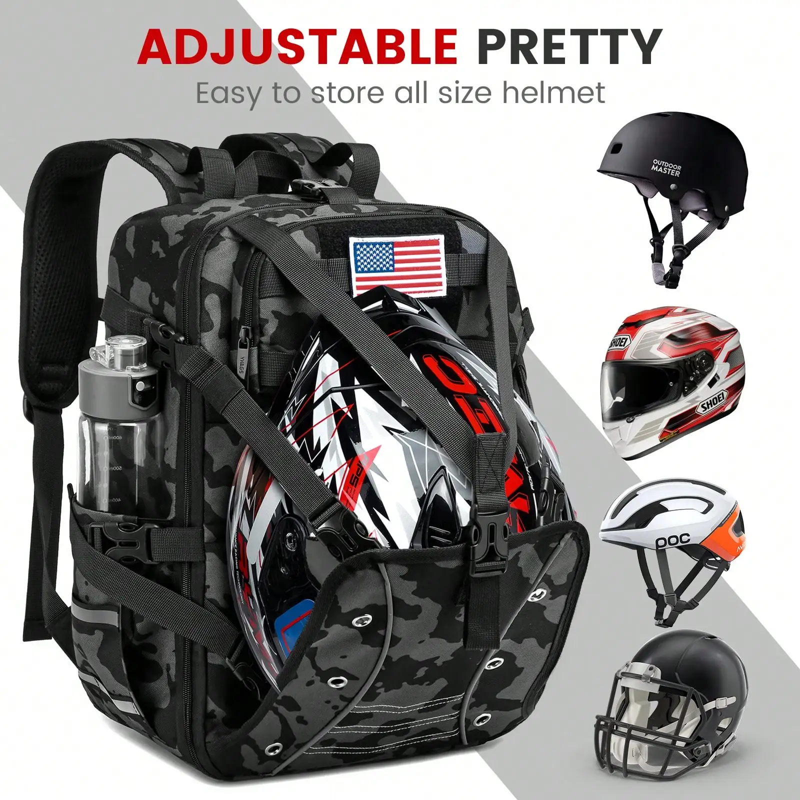 30L Helmet Backpack For Motorcycle Cycling Large Capacity Motorbike Helmet Storage Bag Waterproof Helmet Holder Travel Packsack