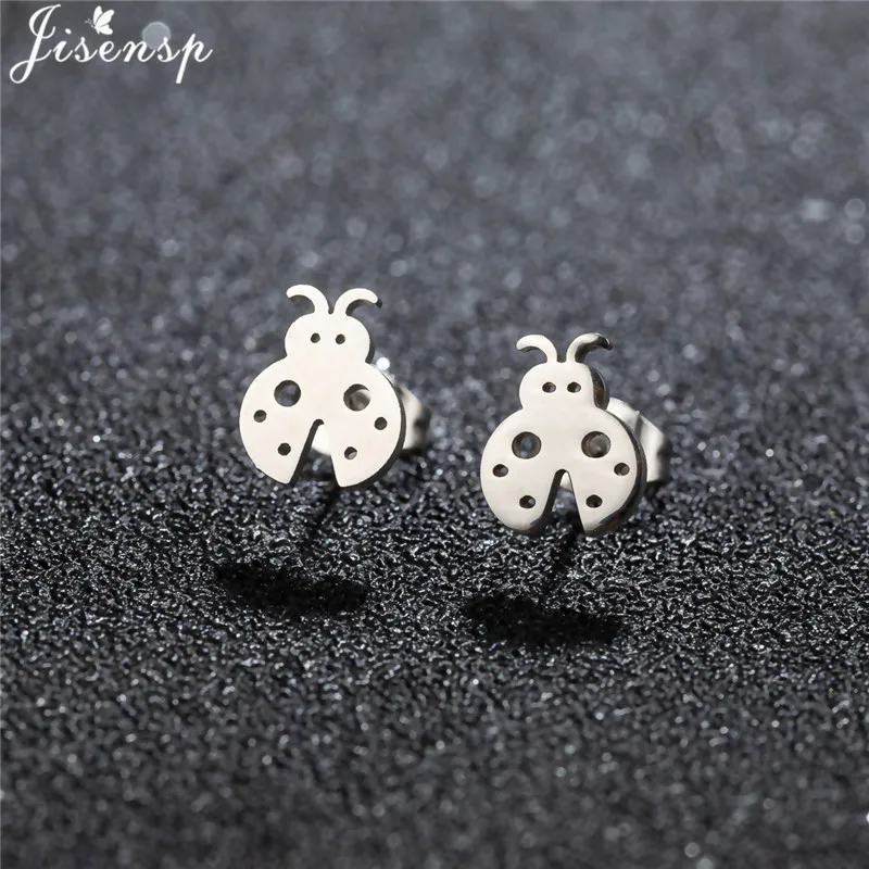 Stainless Steel Cartoon Ladybird Stud Earrings for Women Mini Insect Earring Jewelry Girl Daily Party Ladybug Earing Accessories