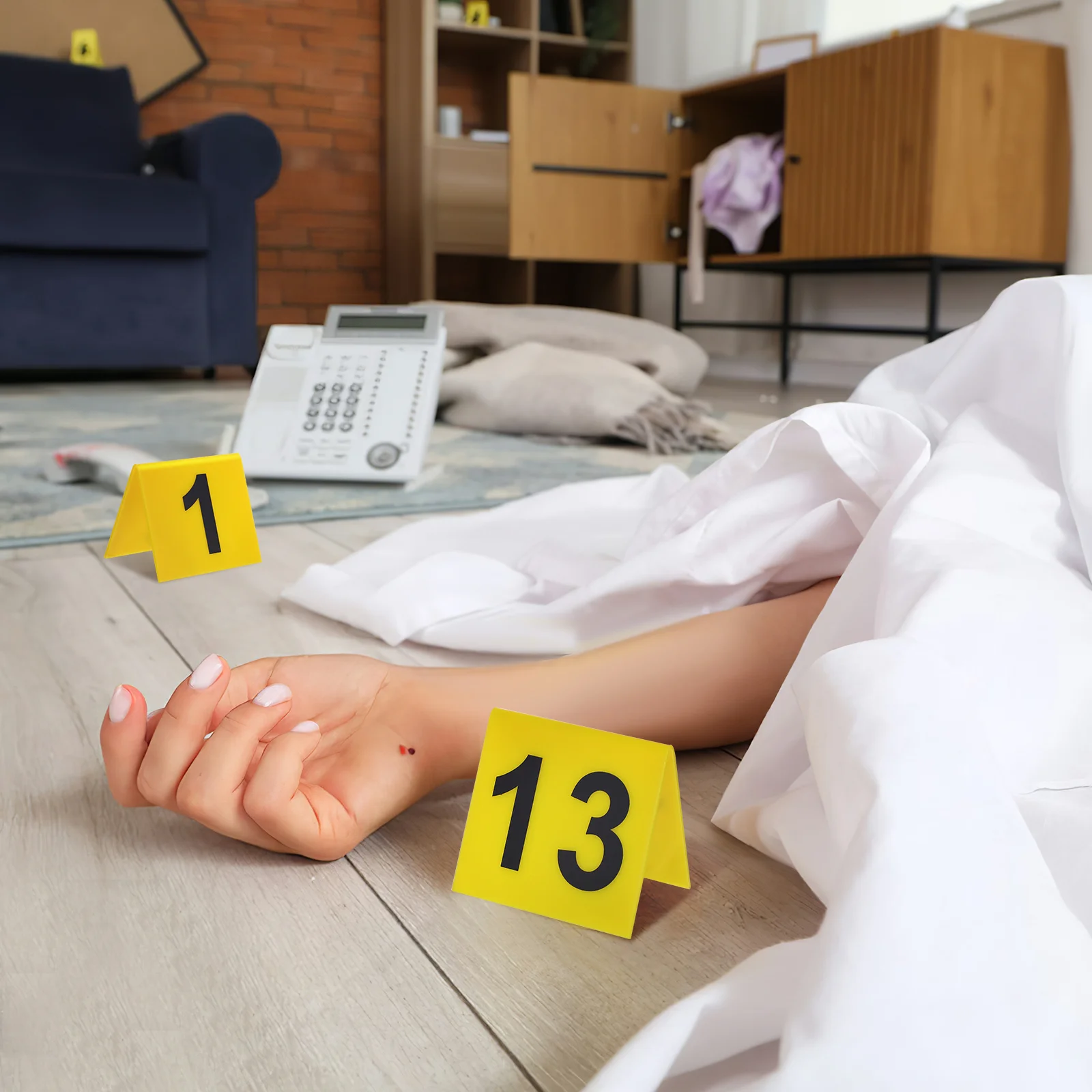 Crime Scene Decorations Kit Number Plate Sign Game Accessory Plastic Floor Marker Banquet