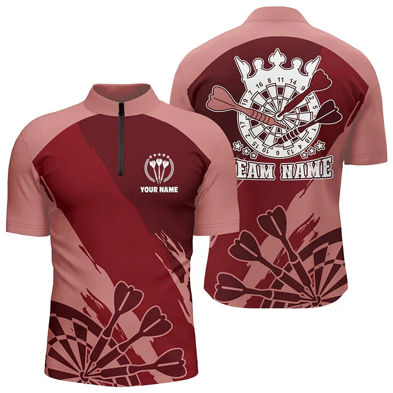 PLstar Cosmos' new personalized 3D printed red dart pattern polo shirt, unisex, casual team throwing sports series -19