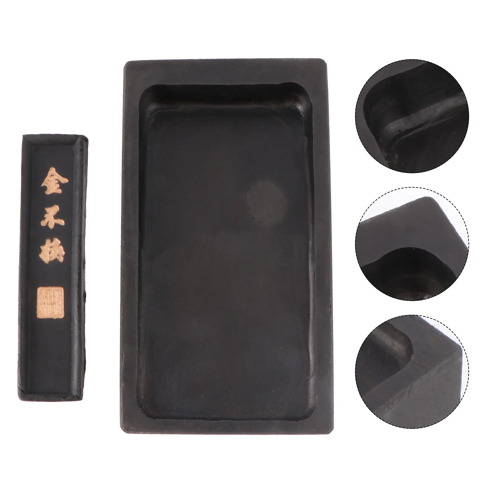 

2Pcs 5 Inch Premium Durable Inkstone Chinese Taditional Ink Stones with Ink Stick for Chinese Calligraphy and Painting