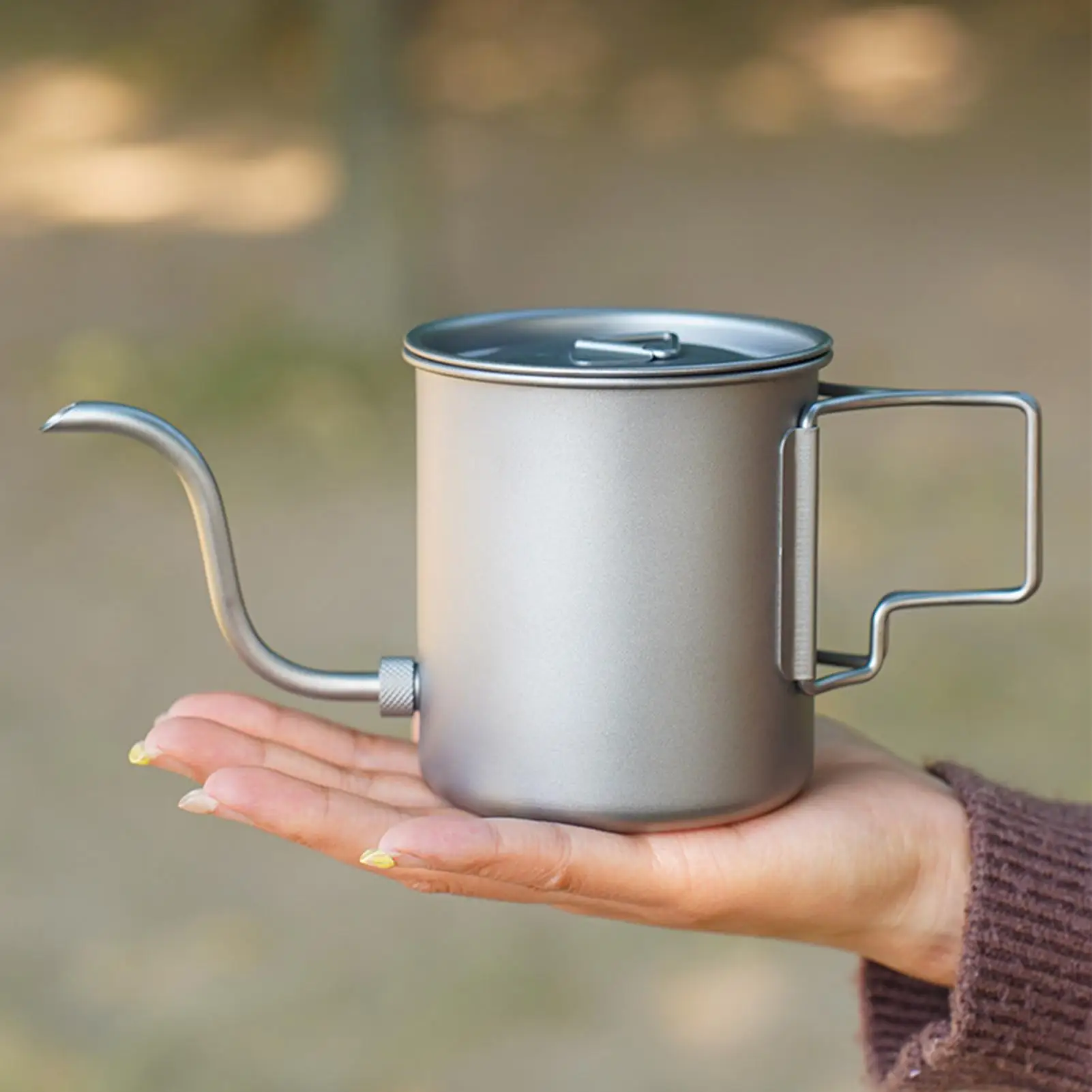 420ml Titanium Coffee Pour Over Kettle Coffee Mini Tea Water Camping Pot Stove Top Coffee Pot Gooseneck Traveling Tea Pot - view 3