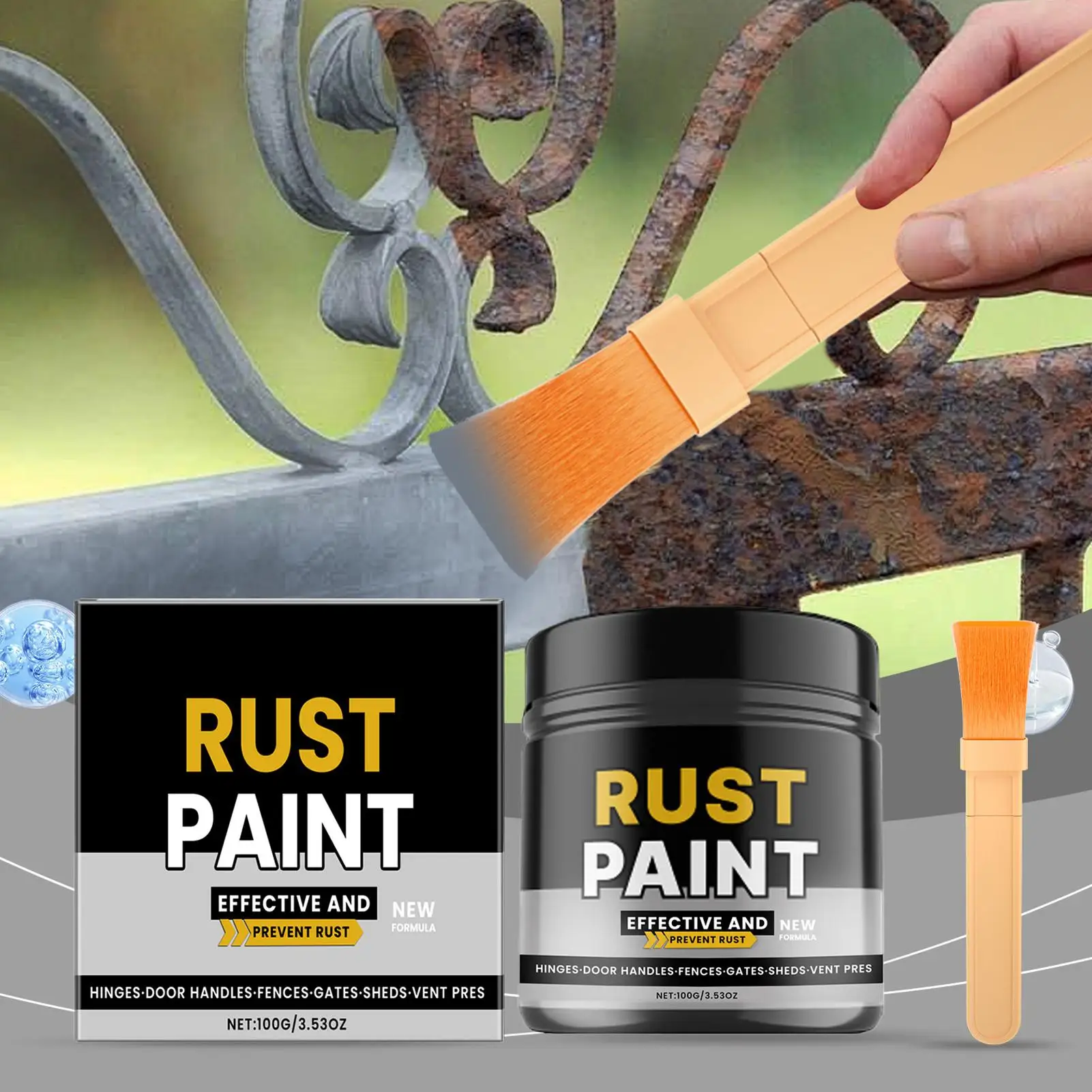 Rust Converter Coating Long-Lasting Quick-Dry Primer 100g Rust Encapsulator Inhibitor for Truck Trailer Automotive Sedan SUV Car