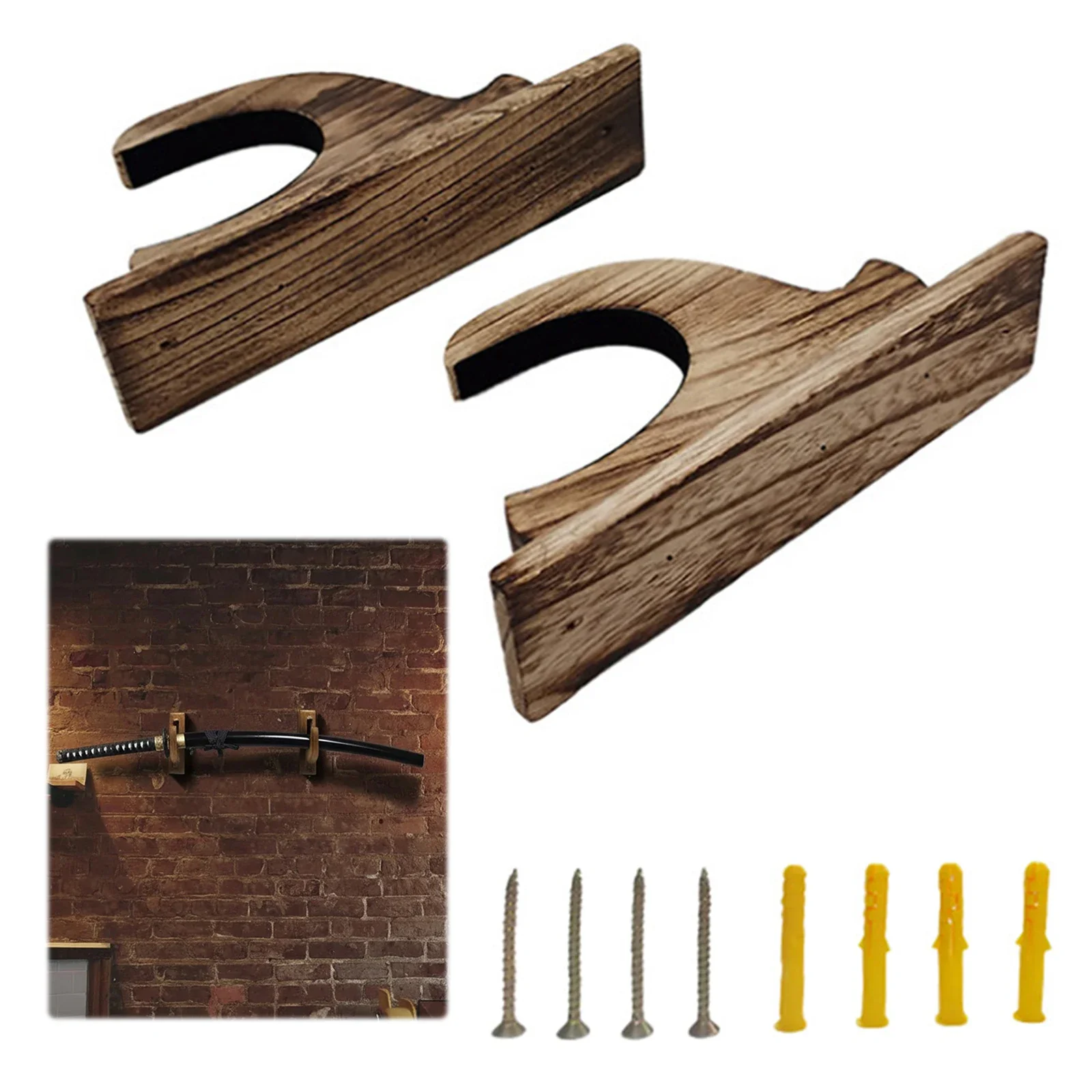 Wooden Wall-Mounted Hunting Gun Brackets Shotgun Storage Rack Gun Storage Bracket for Rifles Shotguns Swords Bows