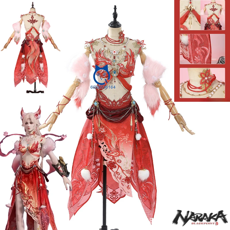 

Game Naraka: Bladepoint Yulinglong Cosplay Costume High Quality New Year's Anime Clothes Red Dress for Women Role Play Halloween