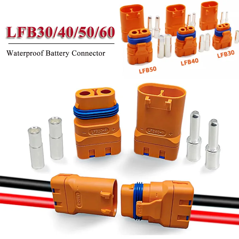 LFB30 FLB40 FLB50 FLB60 Battery Connector IP67 Waterproof Male Female Terminal w Lock Buckle LFB30 40-F/M Electric Vehicle Plug