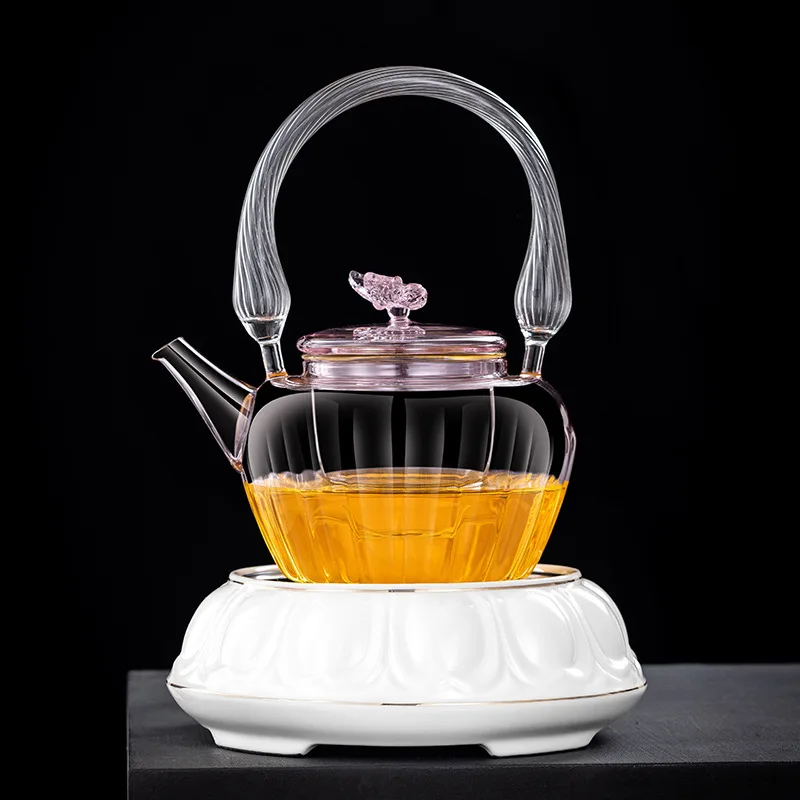 Lotus Shaped Mini Electric Ceramic Tea Stove, Portable Glass Teapot Water Heater for Household Kung Fu Tea Brewing view 2