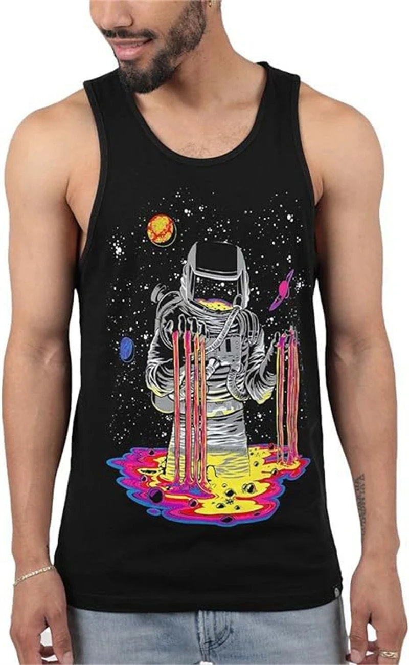 3D Black Graffiti Tank For Men\'s Summer Street Quick-dry Man Vest Sleeveless Round-Neck Plus Size Tops 6XL Sports Tank Tops