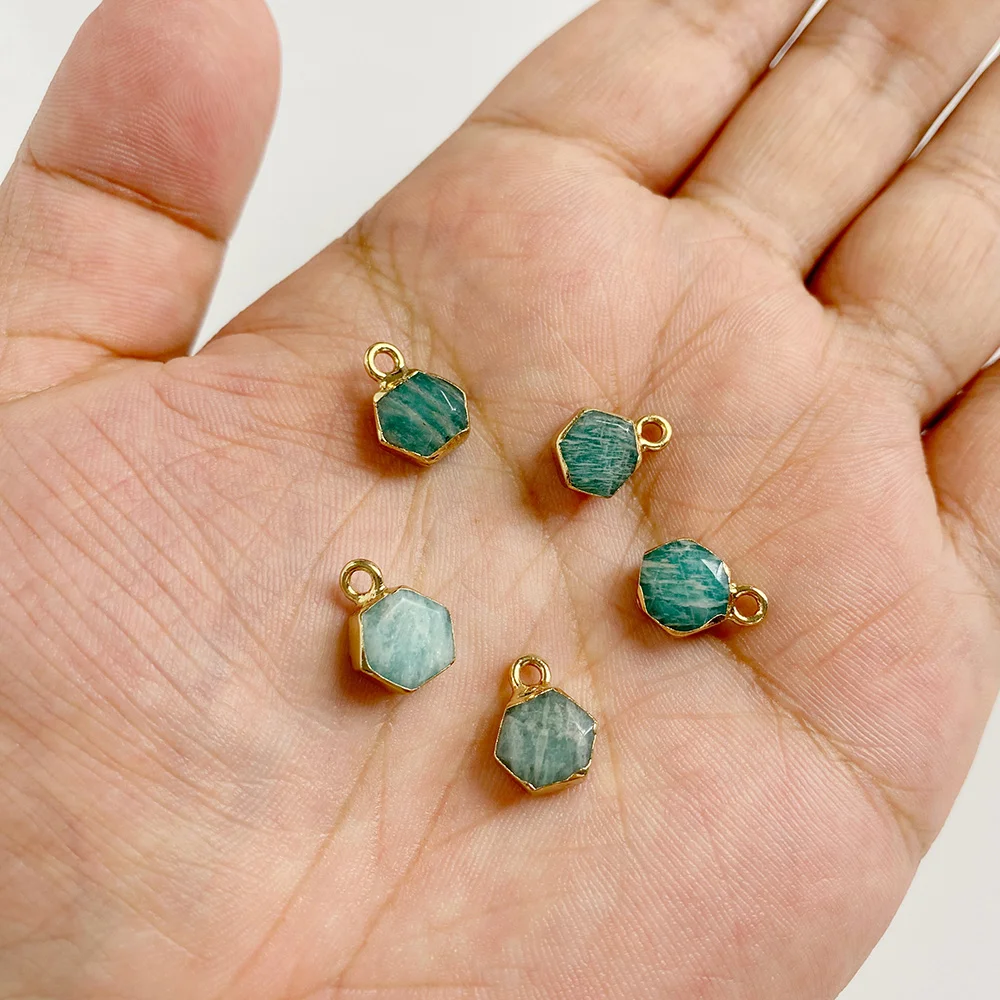 الطبيعية امازونيتي حجر قلادة مستطيل جولة البيضاوي قطرة الماء شكل سحر لصنع المجوهرات قلادة سوار أقراط DIY بها بنفسك #5