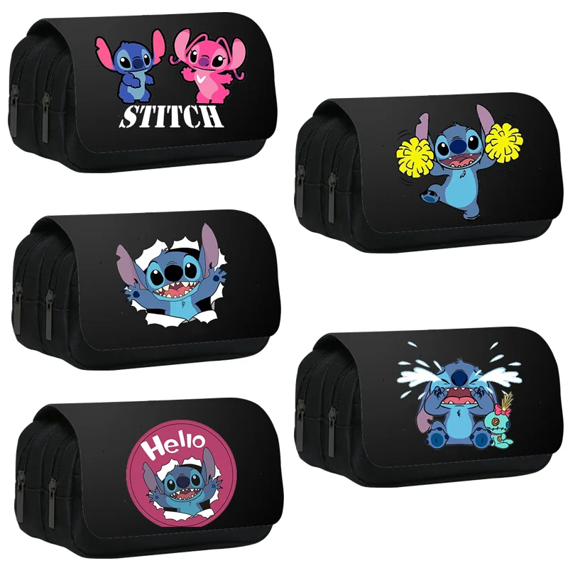 Anime Stitch Cartoon Flap Pen Bag Pudełko na artykuły biurowe Piórnik o dużej pojemności Piórnik dla uczniów szkół podstawowych i średnich Prezent