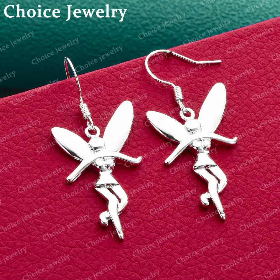 Ohrringe aus 925er-Sterlingsilber, Engel-Tropfenohrringe für Damen, Schmuck, Mode, Party und Alltag