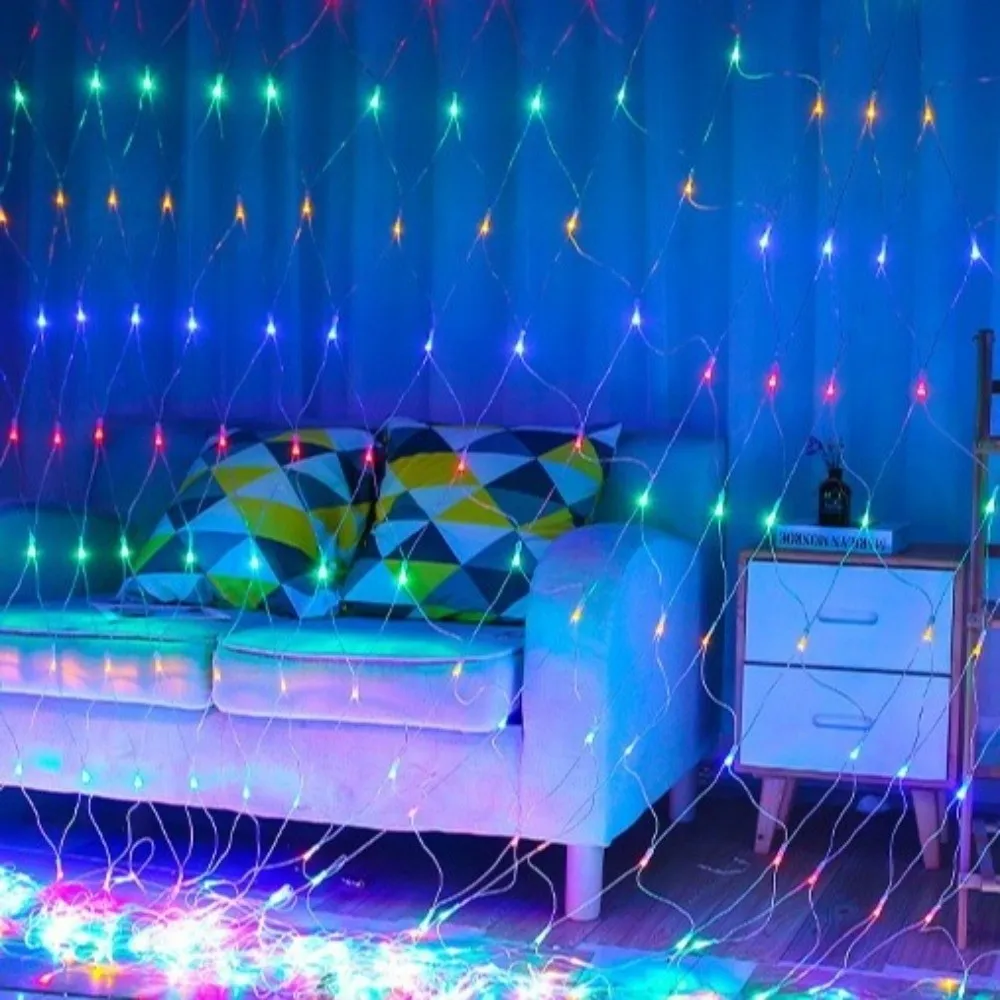 

EU Plug LED Net Mesh String Light 3 Color Waterproof Fairy Light Garland 1.5x1.5M 3mx2m Christmas Net Lights Courtyard Lighting