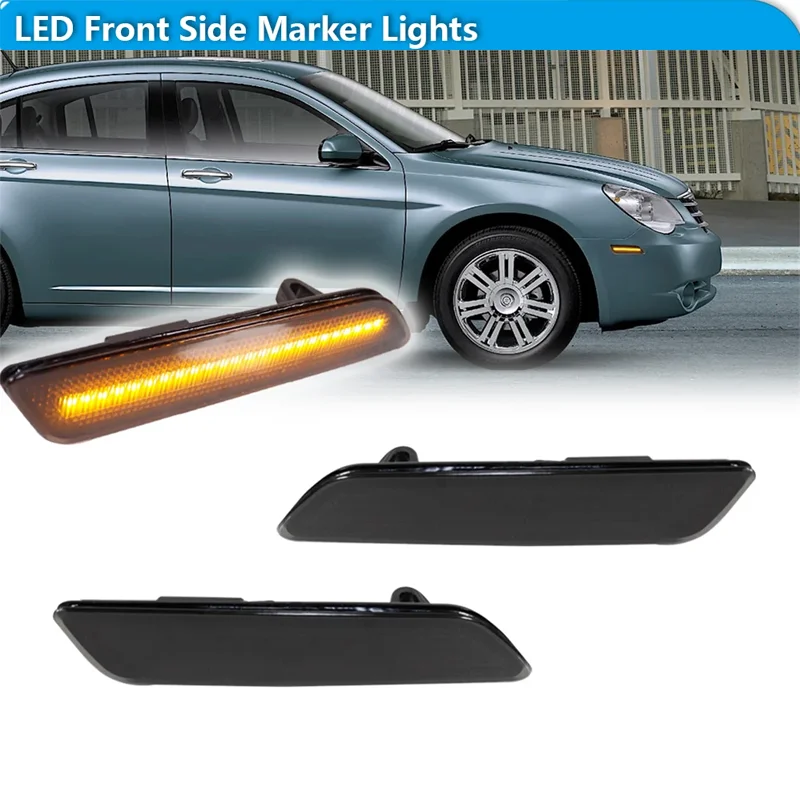 

For Chrysler Sebring Convertible 2008-2010 Sedan 2007-2010 LED Front Bumper Side Marker Turn Signal Lights Fender Flare Lights