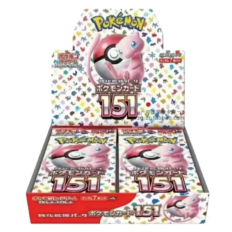 PKM TCG 151 Pikachu ex Booster Hang Box - SV2a 1v 1s 8a Japanse Editie Verzegeld met Originele Mega PTCG Film Kaarthouder Cadeau