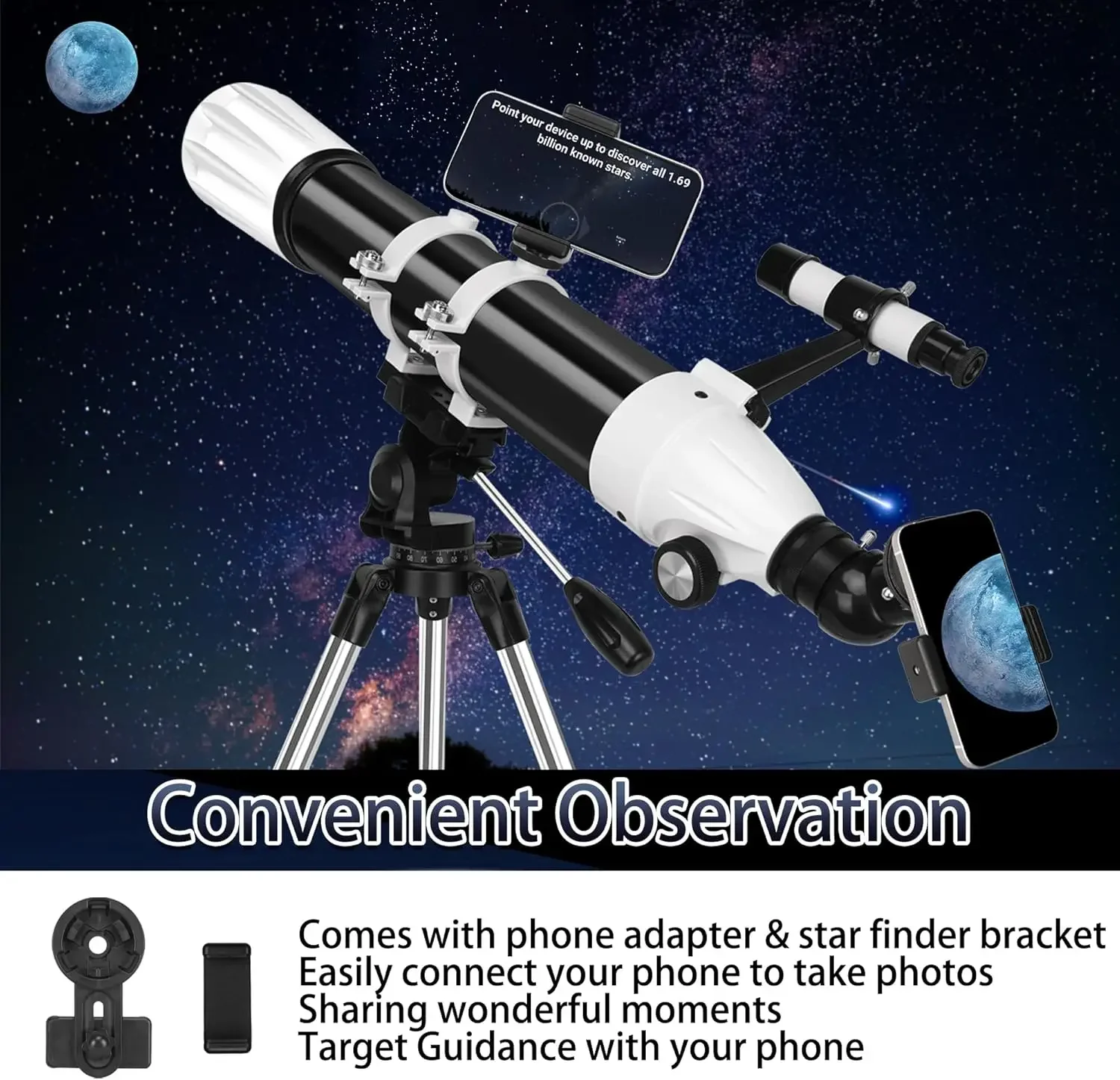 Telescopio refractor astronómico de 90 mm con apertura de 900 mm para adultos de alta potencia - Telescopios profesionales multicapa f