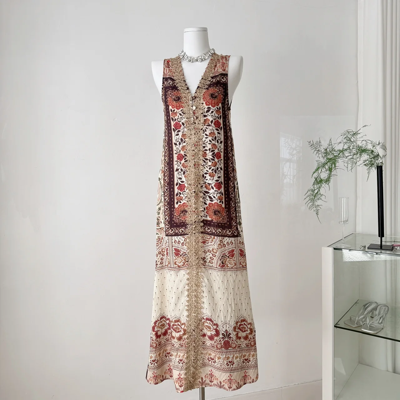 

Elegant Vintage Bohemian Dress Summer Beach Dresses For Vacation Single Breasted Flower Long Casual Women'S Holiday Dress 2025