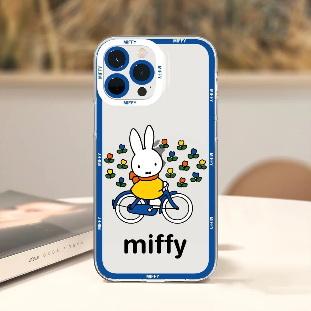 Cartoon M-Miffys Rabbit Phone Case For Xiaomi Redmi Note 7 8 9 10 11 Pro Max Transparent Border Shell