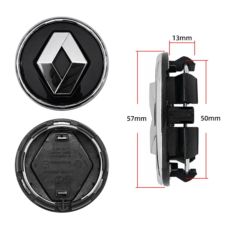 For Renault Megane 2 3 Clio 4 Trafic Captur Emblems Kangoo Zoe RS 4PCS 57mm Car Wheel Center Cap Logo Hub Badge Rims Cover view 3
