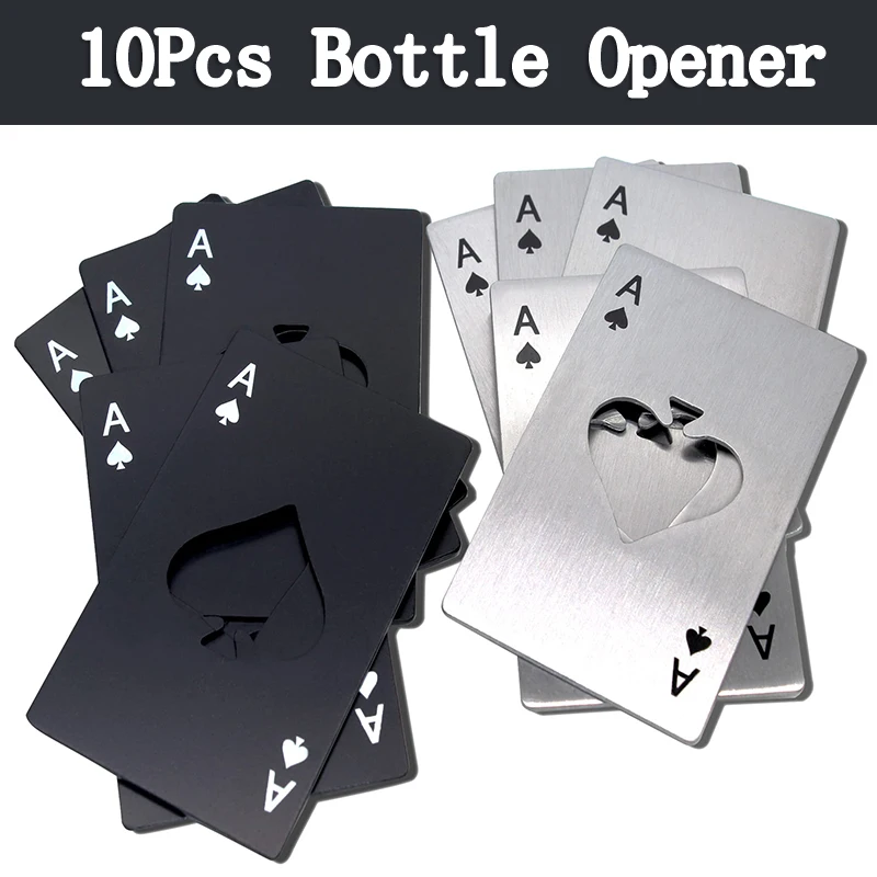 10pcs Poker Bottle Opener Spades Ace Bottle Opener Stainless Steel Beer Bottle Opener Fits Your Purse And Pockets