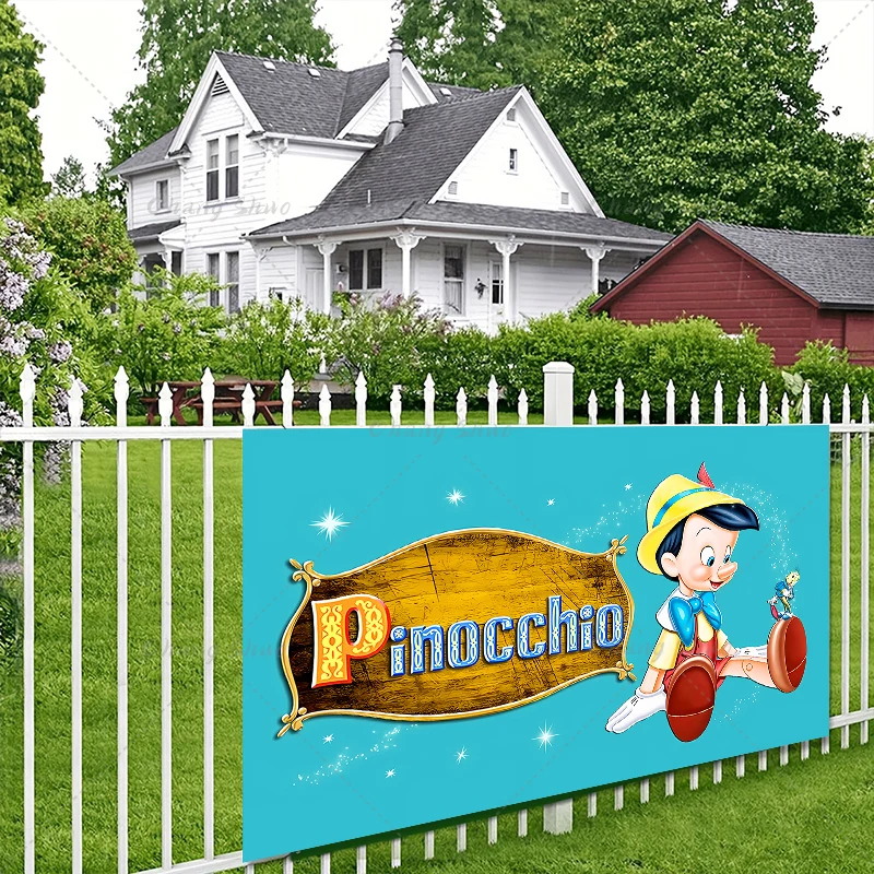 Disney Pinocchio Backdrop Boys Girls Birthday Party Photo Photography Background Grandpa Carpenter Baby Shower Prop Banner