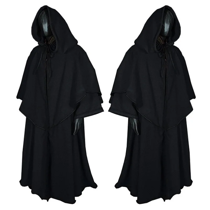 Hooded Robe Cosplay Medieval Cape Monk Wizard Cloak Long Sleeve Guide Cape Halloween Costumes