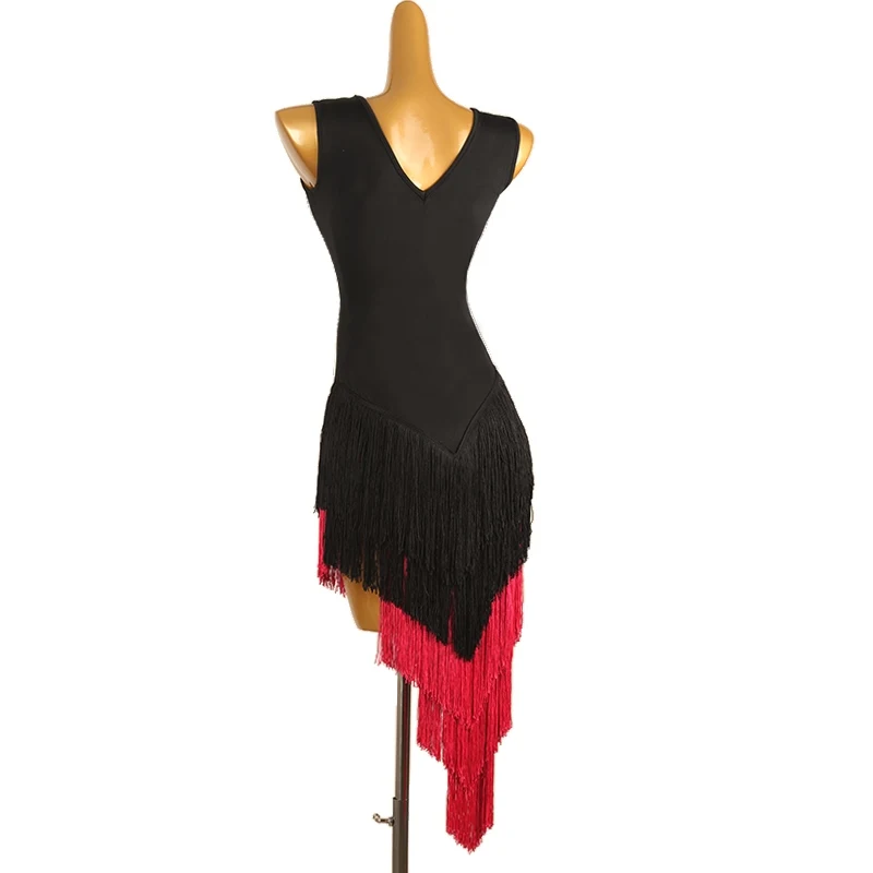 New Latin Dance Performance Dress For Women Sexy Backless Swallowtail Fringe Latin Dress Female Adult Latin Costumes DQL9088