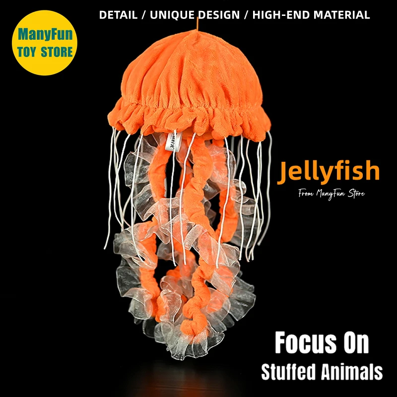 Jellyfish Plush Toy High Fidelity Sea Nettle Plushie Cubozoa Peluche Lifelike Stuffed Animals Simulation Doll Kawai Toy Gifts