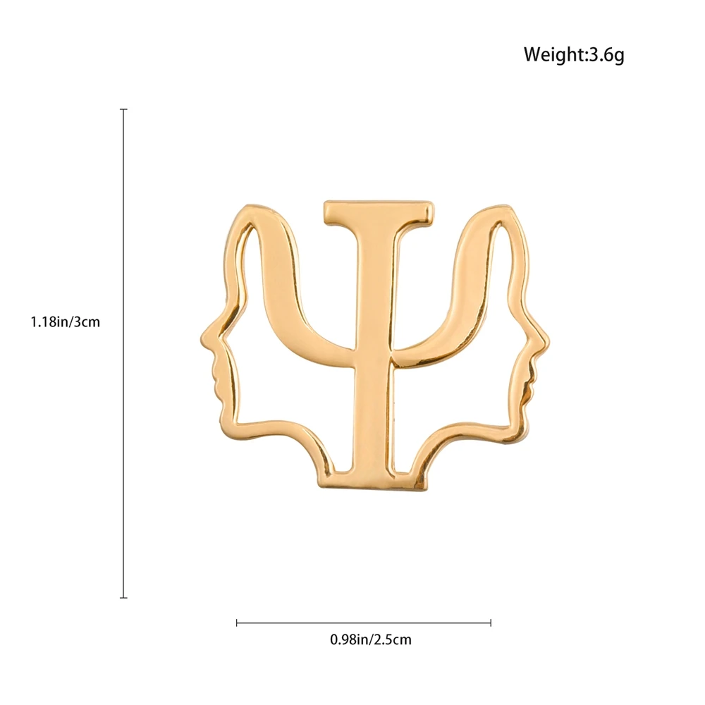 Hanreshe Psychology Medical Psi Symbol Brooch Backpack Lapel Gold Color Pin Badge Psychiatrist Jewelry for Doctor Nurse