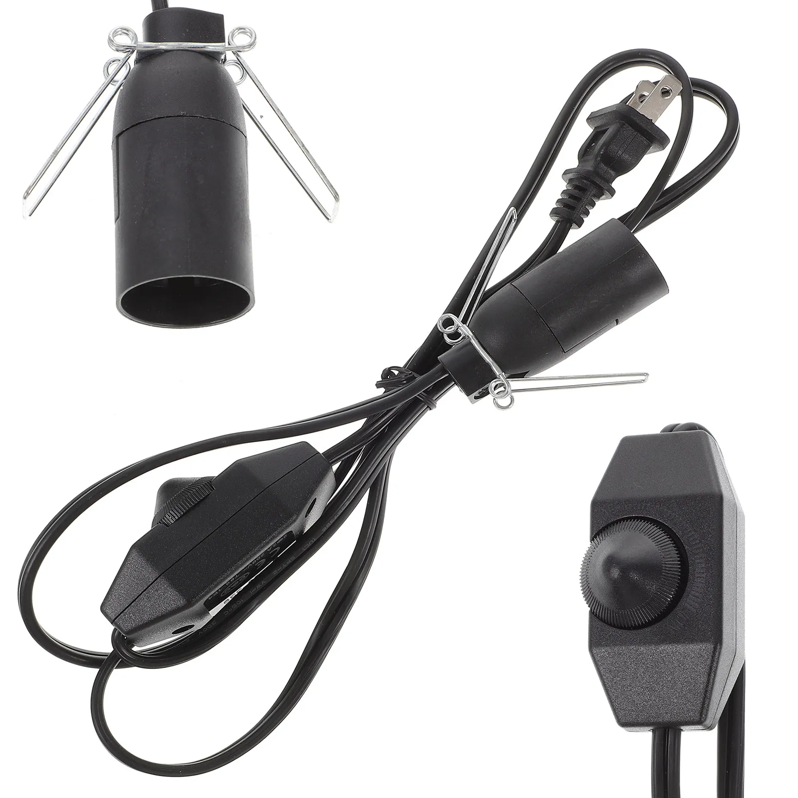 

Salt Light Cable Socket Plastic Cord Lamp Power Accessories Crystal E12 Dimming Black PE Material Durability Easy Replacement