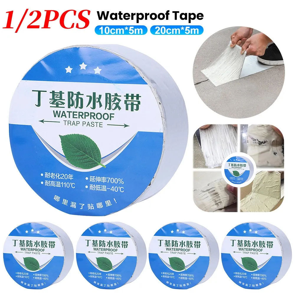 

Waterproof Tape High Temperature Resistance Aluminum Foil Thicken Butyl Tape Wall Pool Roof Crack Duct Repair Sealed Self Tape