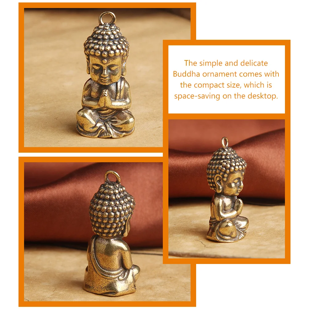 

6pcs Buddha Keychain Pendant Vintage Brass Charms for Keyring Desktop Decoration Retro DIY Keychains Craft Gift