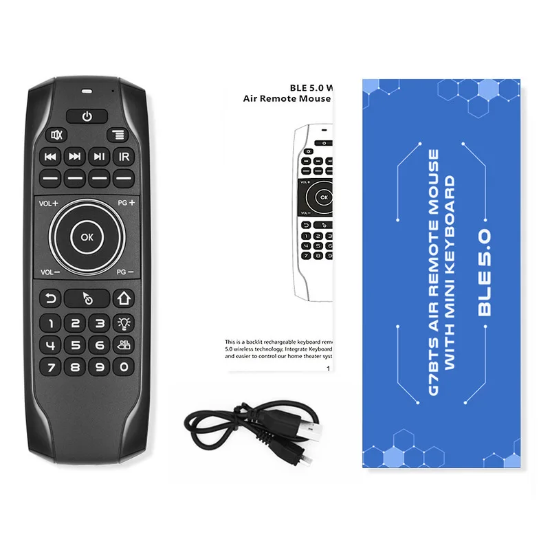 G7bts Wireless Flying Mouse Keyboard Black 77 Key Abs Material Match Bluetooth Remote Control Suitable Android Tv Box Mini Pc