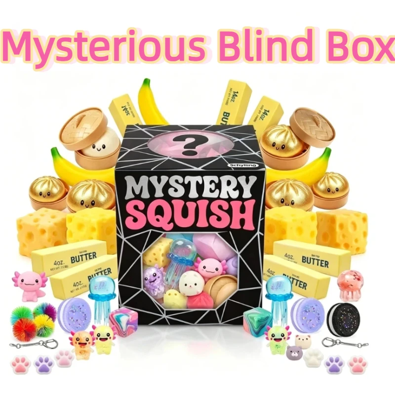 100styles Squishy Squeeze Fidget Blind Box Toys Cute Figures Stress Relief Sensory Play Toys Birthday Surprise Party Gifts