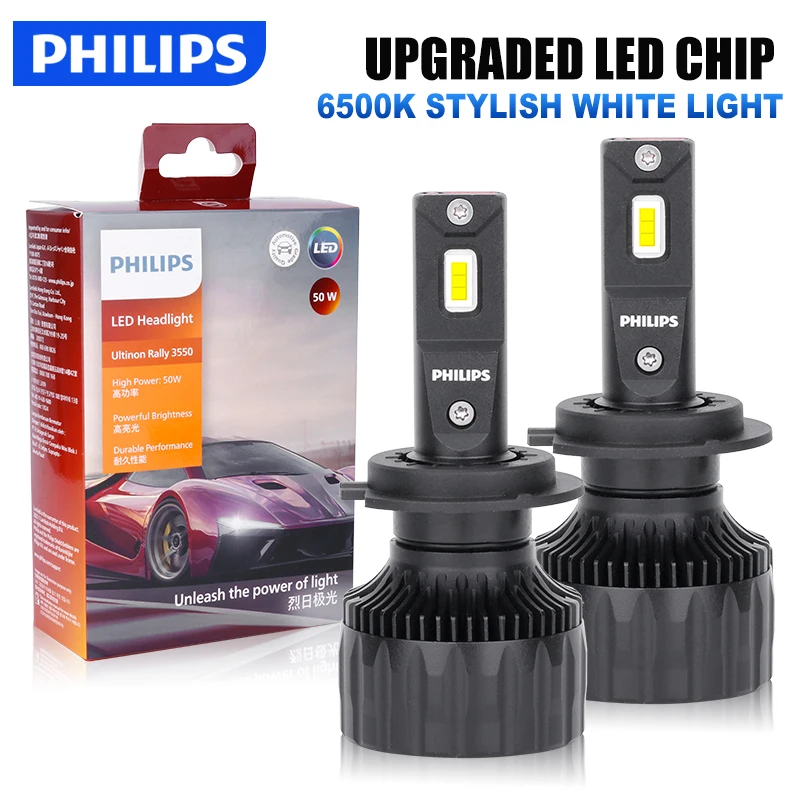 Philips Ultinon Rally 3550 H7 H4 Led Headlights High Power 100W H8 H9 H11 9005 HB3 9006 HB4 9012 HIR2 6500K Auto Lamp Fog Lights