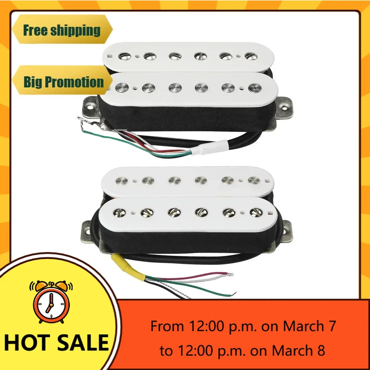 Q-X Music Store-Set of Alnico 5 Humbucker Guitar Pickup White NB Set لملحقات الجيتار الكهربائي FD