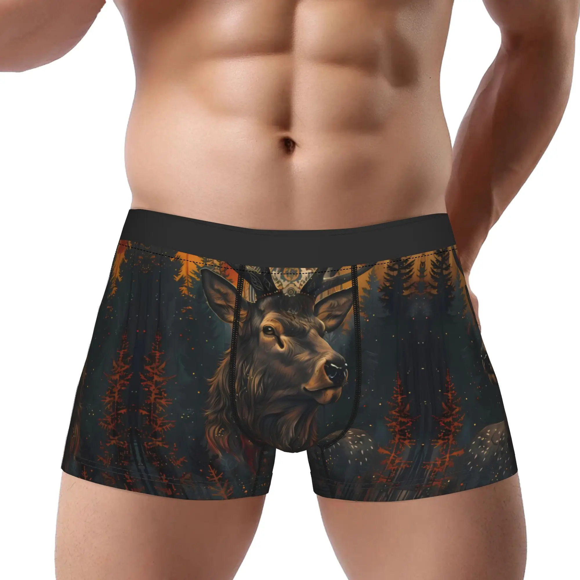 

Deer Forest Elk Camo Underwear Man Polyester Boxer Briefs Underpants Printed